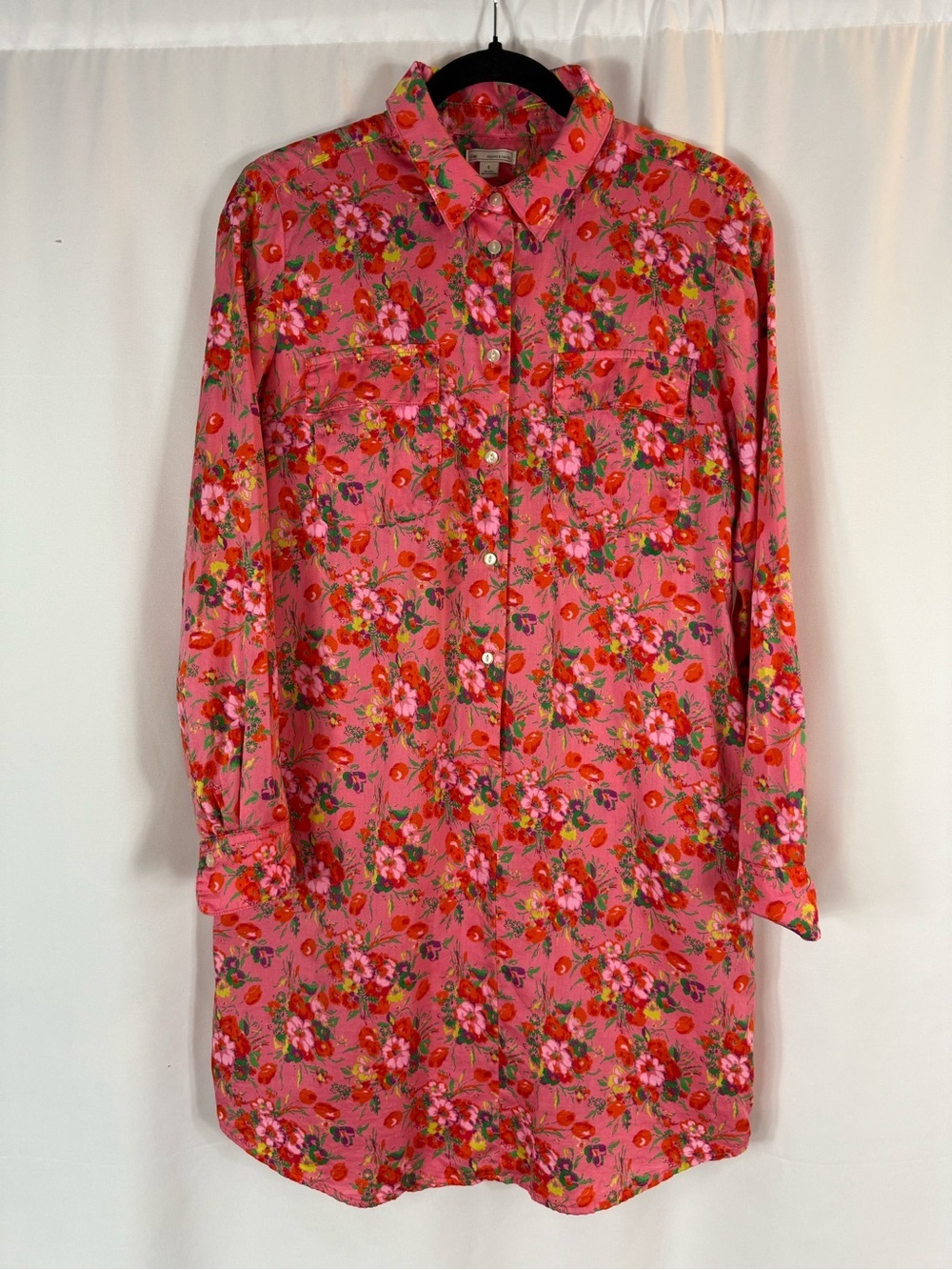 Gap design & crafted women dress Floral Button-Down Shirt dress size:S garden